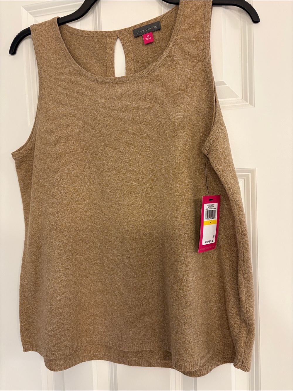 Vince Camuto Camel Knit Sleeveless Scoop-Neck Tank